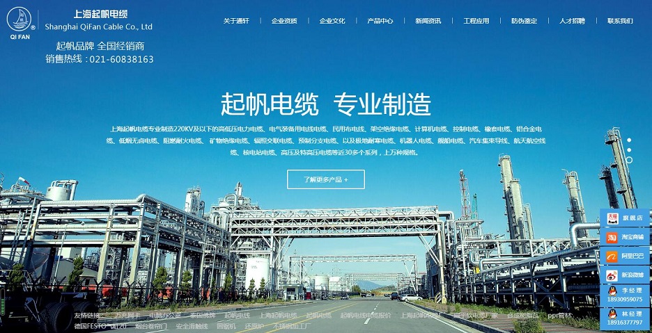 上海起帆電纜－網站建設制作(圖3)